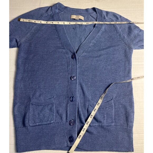 Loft purple/Blue 100% Linen Cardigan Sweater With Buttons & Pockets M womens - Picture 8 of 10